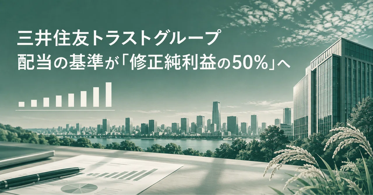 三井住友トラストグループ(8309)配当の基準が「修正純利益の50%」へ|9月末に中間配当の権利確定、三菱UFJ・三井住友FGとの違い