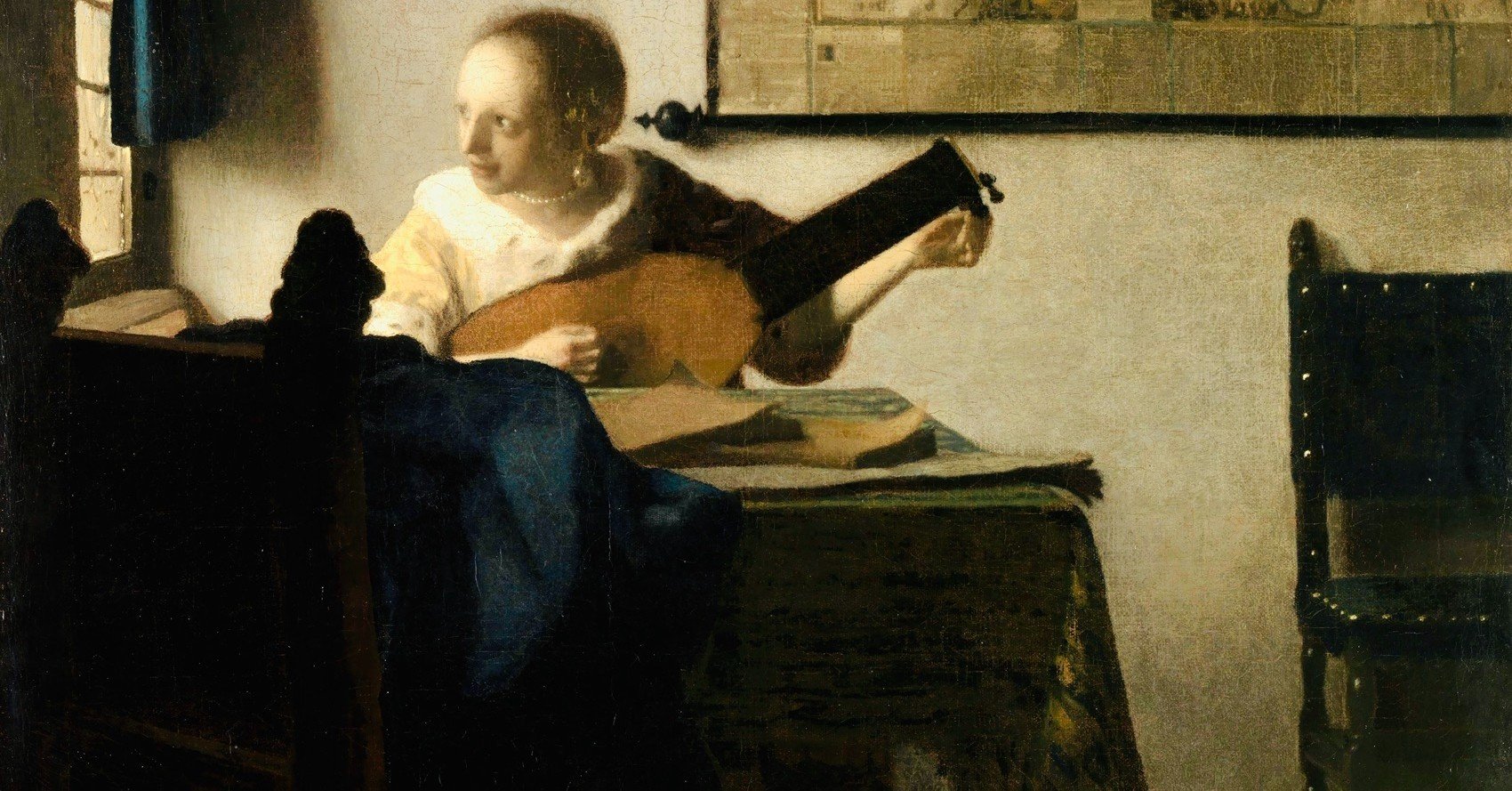ヨハネス・フェルメール、「絵画芸術」、希少な画集の額装画 ヨハネス・フェルメール、「絵画芸術」、希少な画集の額装画