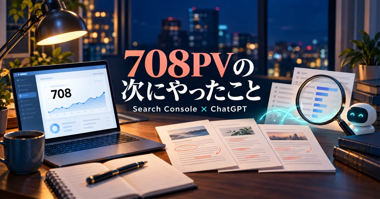 1日708PVの翌日、私はブログの「伸びしろ」を探した｜Search ConsoleとChatGPTで記事を直した記録｜ちょこのの