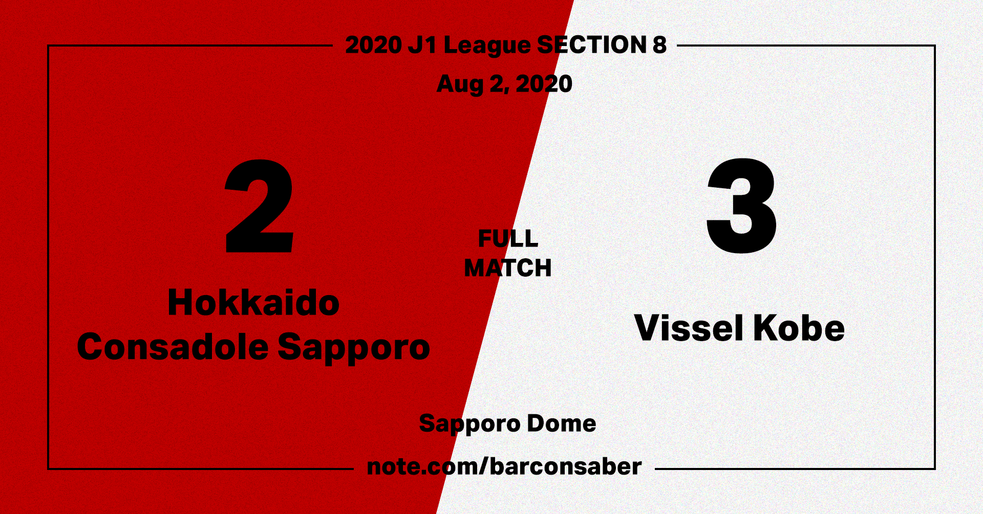 8 2 J1第8節 北海道コンサドーレ札幌vsヴィッセル神戸 マッチレビュー バルコンサベール Note