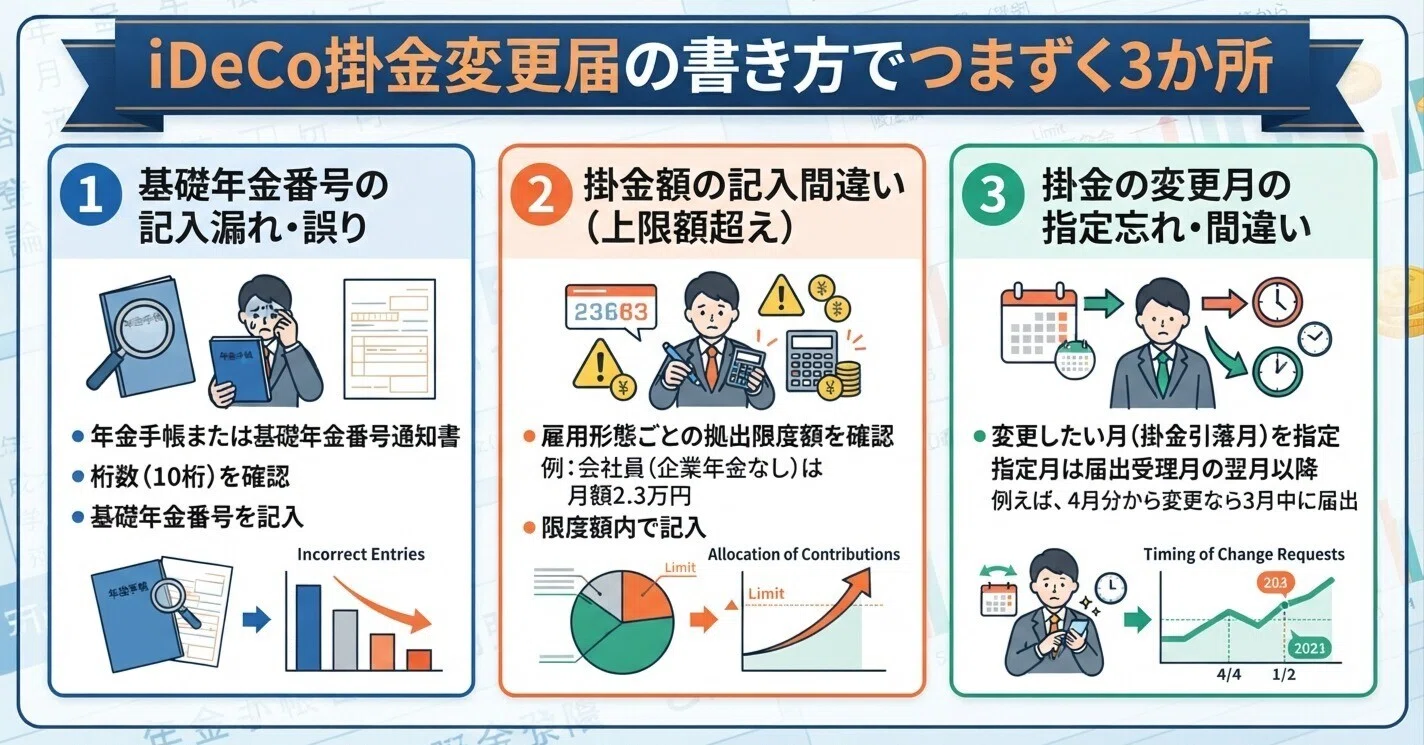iDeCo掛金変更届の書き方が分からない人へ｜記入例と2026年12月改正前