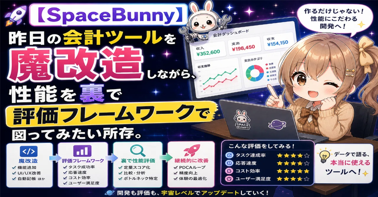 SpaceBunny】昨日の会計ツールを魔改造しながら、性能を裏で評価