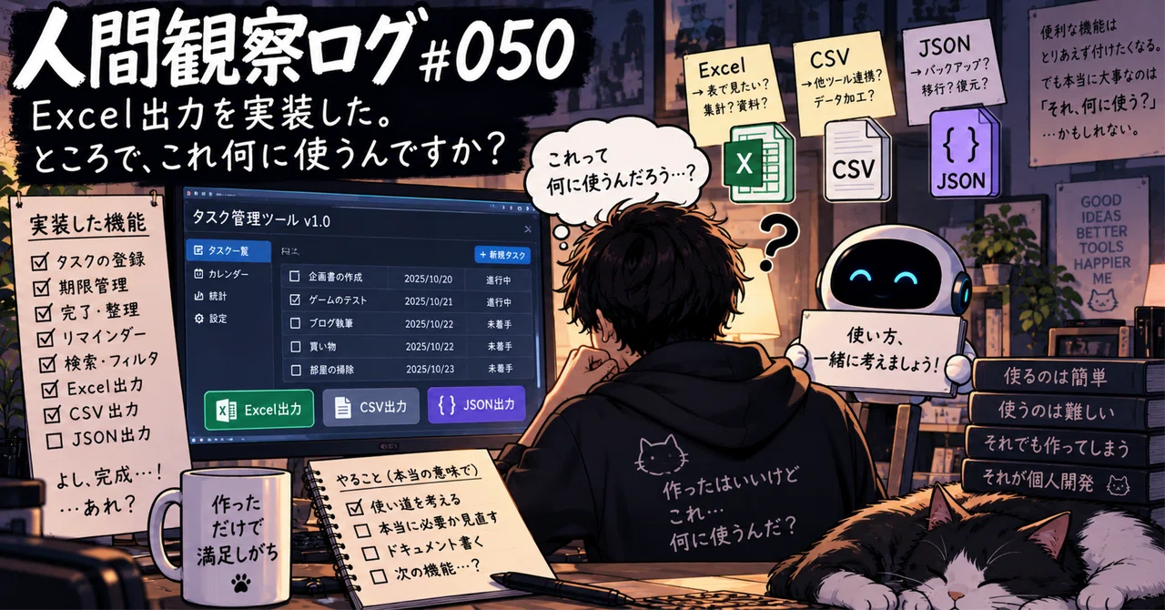 [Human Observation Log #050] Implemented Excel export. By the way, what ...