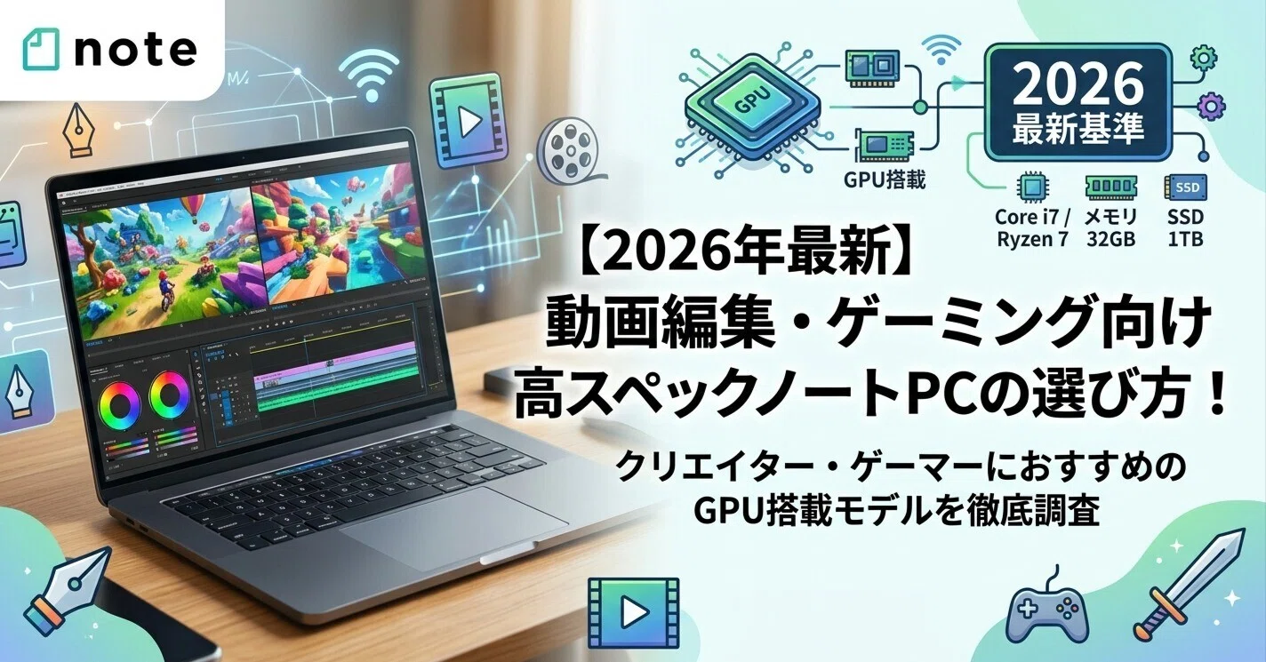 2026年最新】動画編集・ゲーミング向け高スペックノートPCの選び方