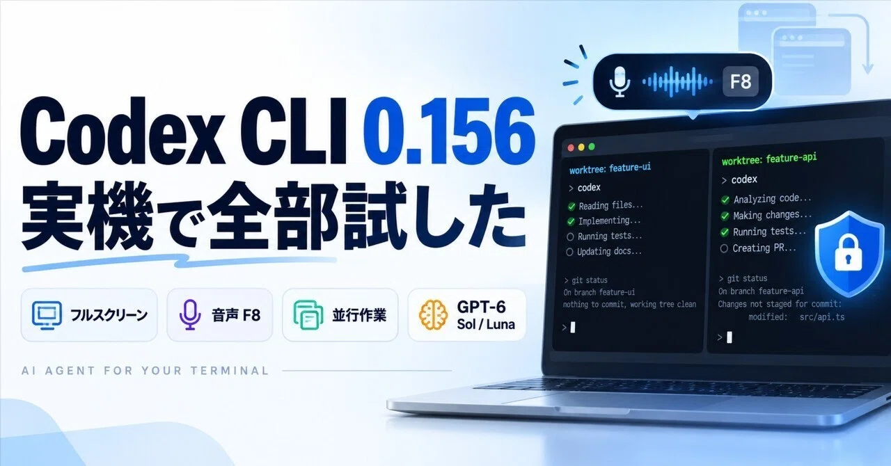 Codex CLI 0.156を実機で全部試した：フルスクリーン・/usage・音声