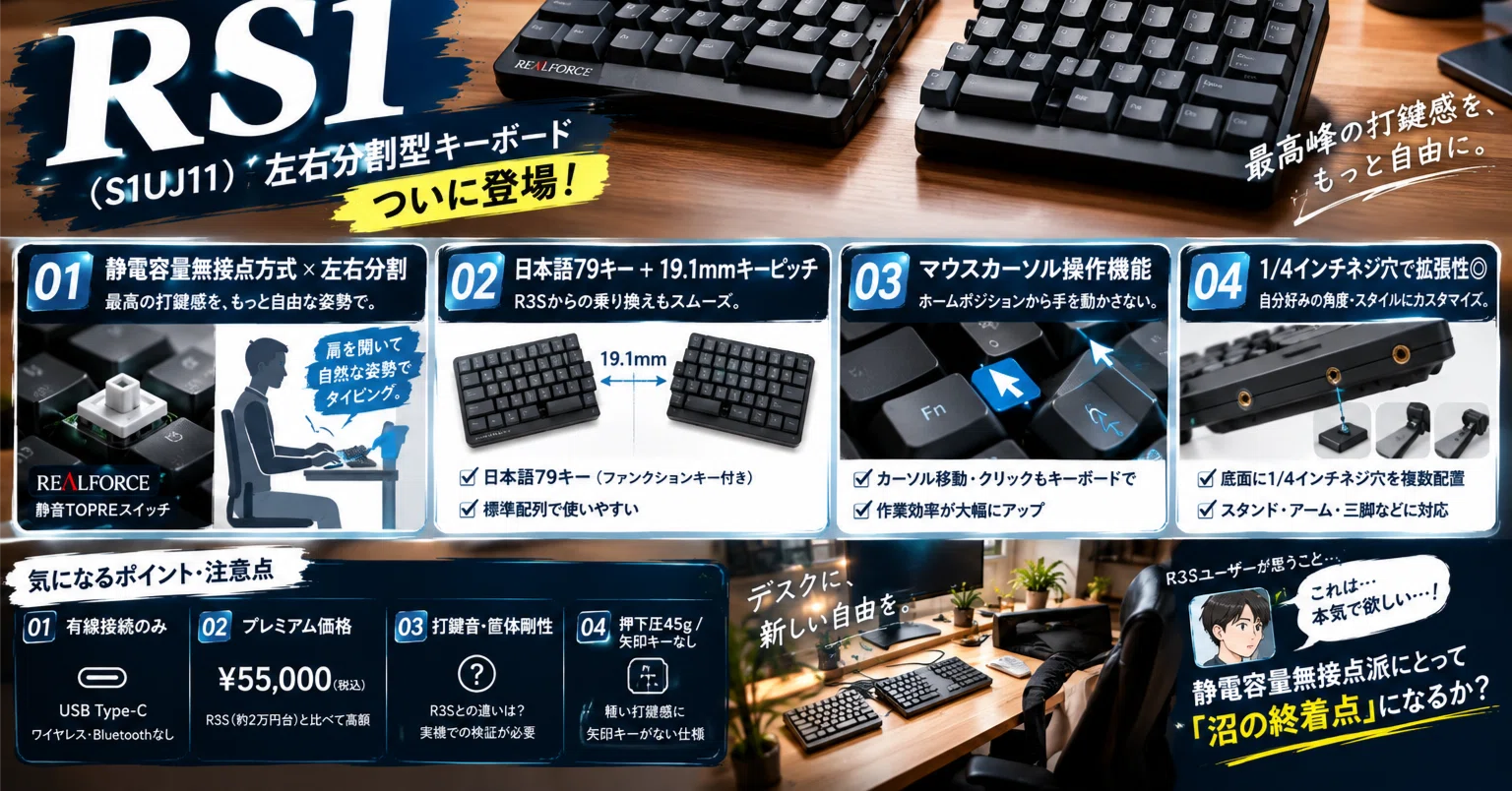 realforce まとめ売り【静電無接点容量方式】 静電容量無接点方式×分割配列！REALFORCEの分割キーボード期待値まとめ