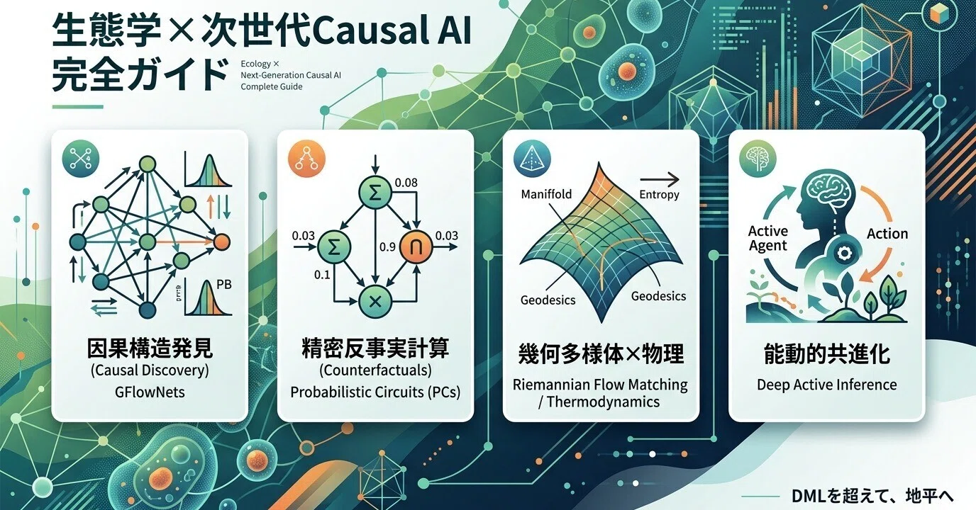 生態学×因果推論・次世代Causal AI完全ガイド：DMLから創発的幾何