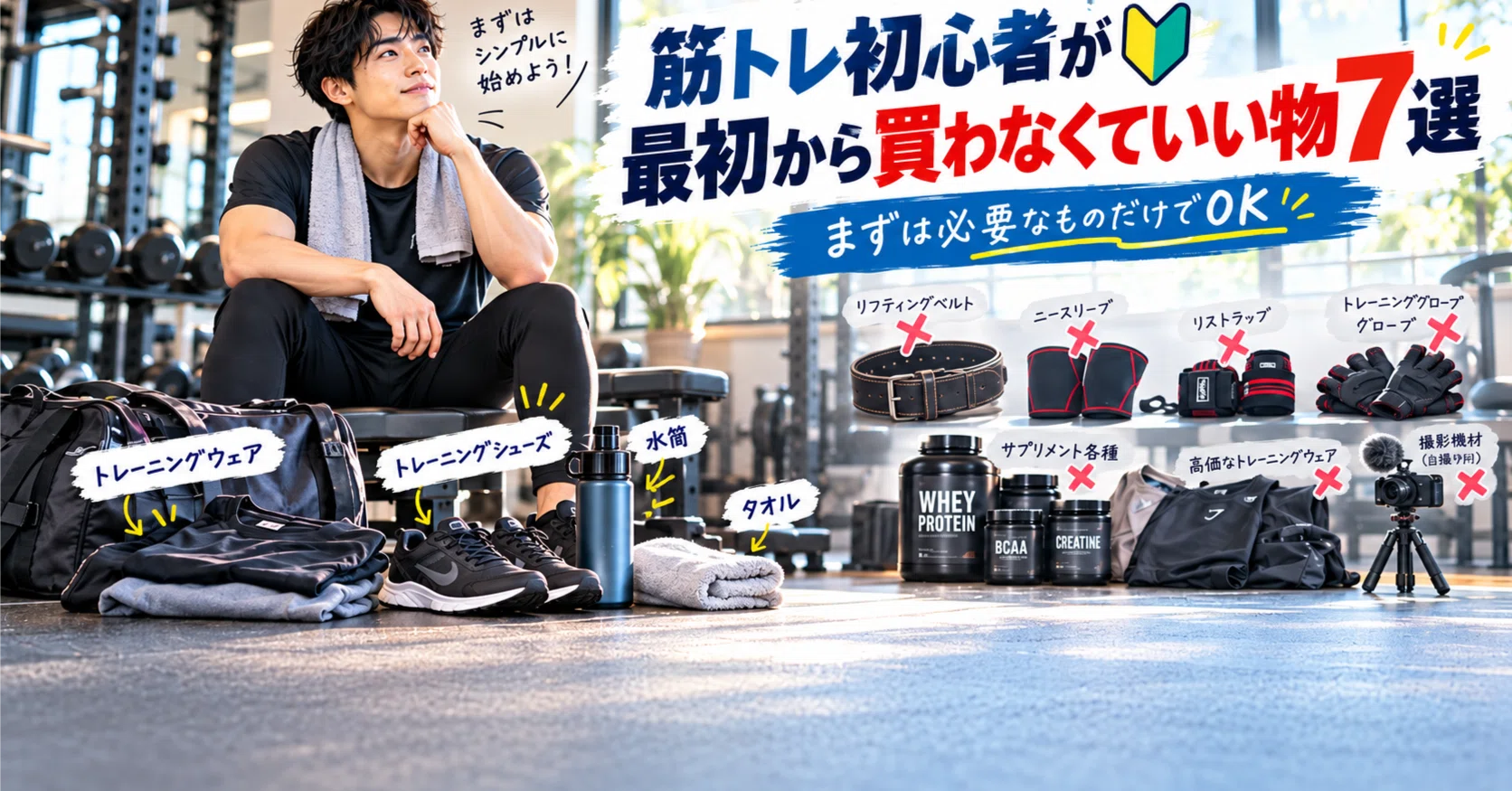 筋トレ初心者が最初から買わなくていい物7選｜まず揃えたいもの・後