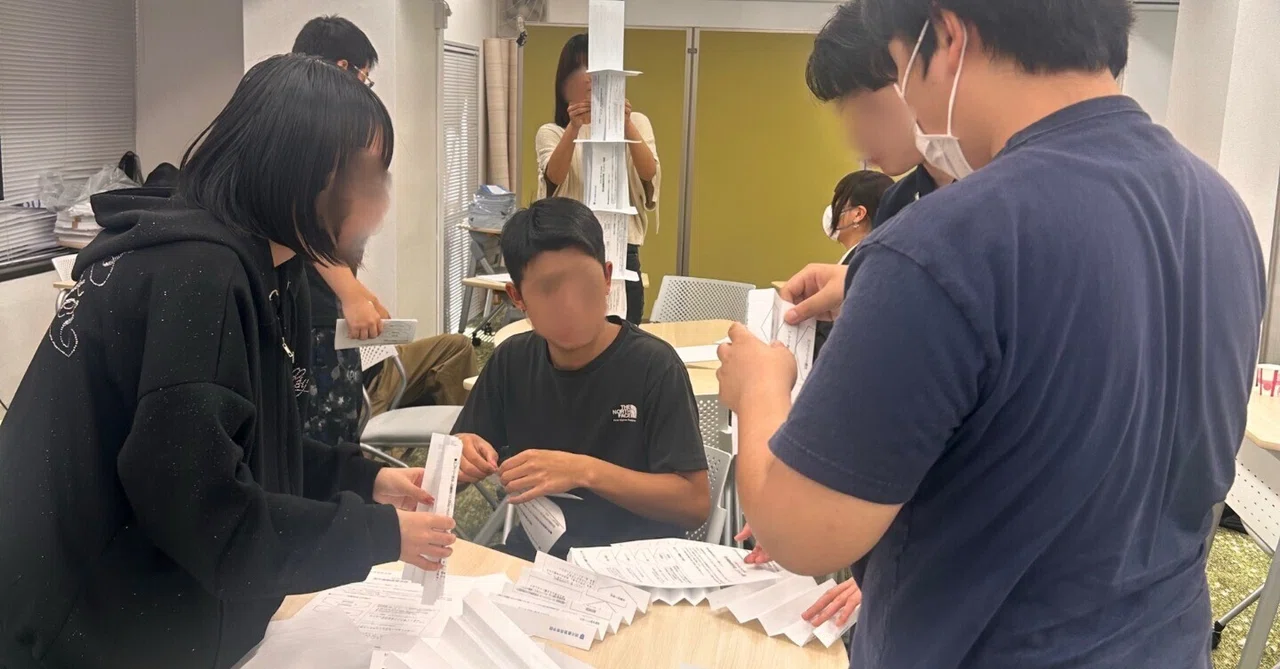 We held a Paper Tower Challenge! [Meiko Gijuku High School]｜明光みらい