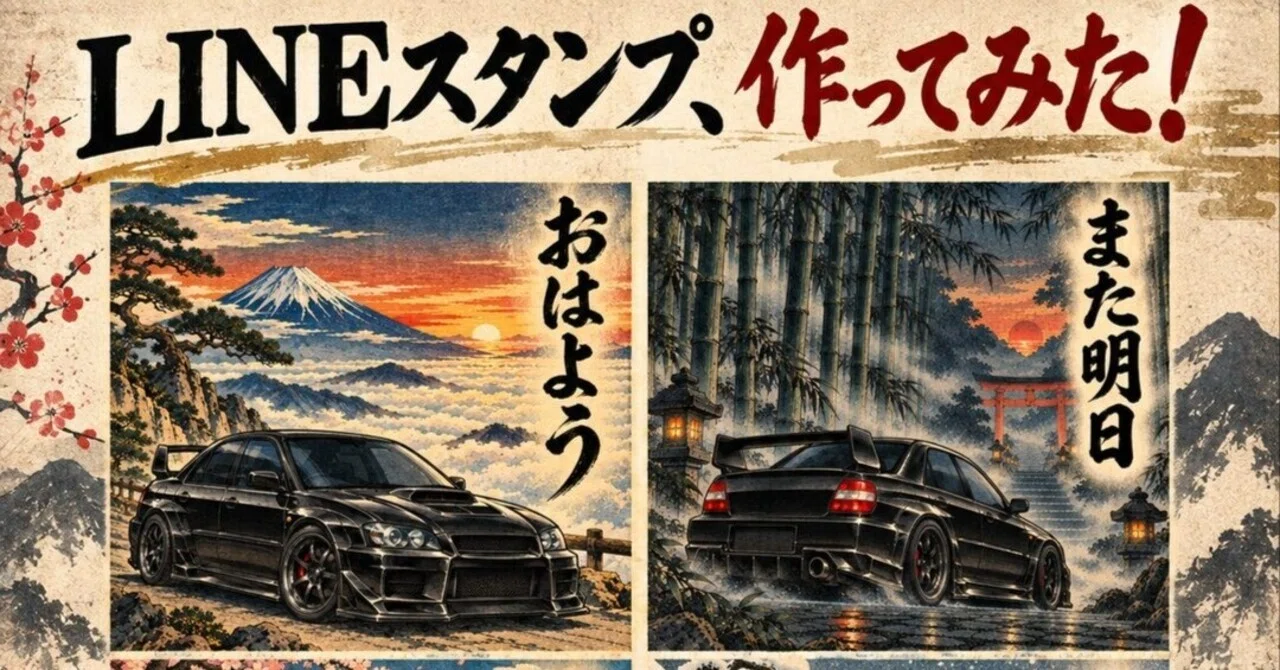 [LINE Stickers] Ukiyo-e Style Sports Car Boy 5｜koma_yuki