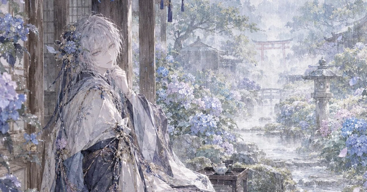水彩画風 全然出来ない雨宿り｜Luka