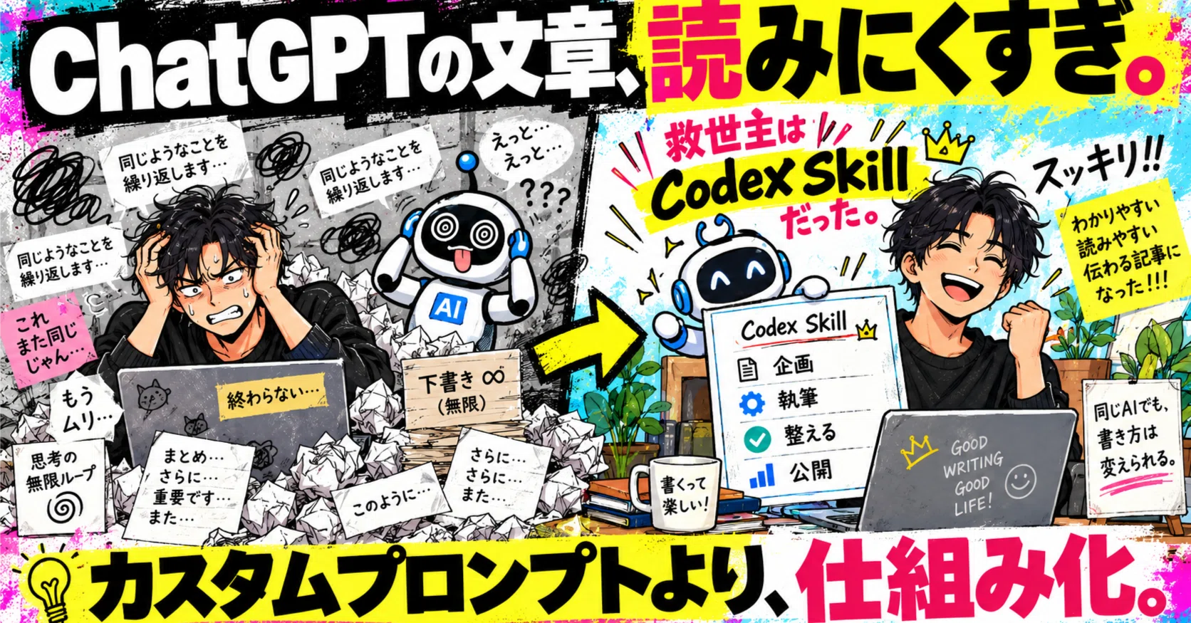 ChatGPTの文章が読みづらい問題、カスタムプロンプトではなくCodexの