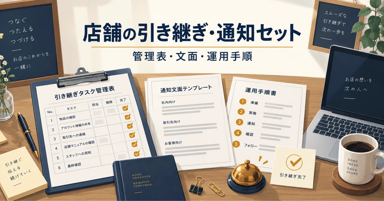 [Includes Management Table & 8 Notification Templates] Store Handover ...