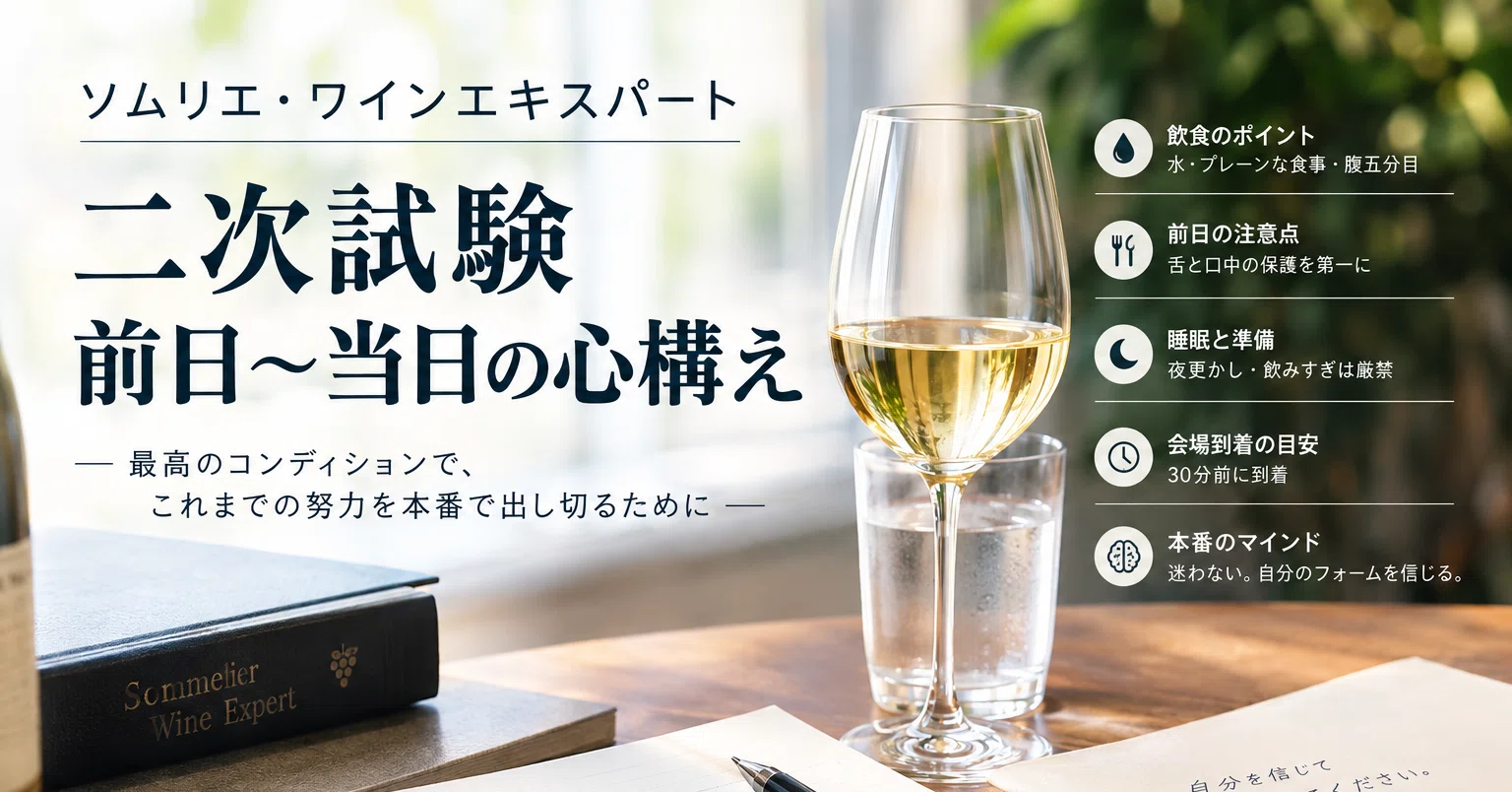 ソムリエ・ワインエキスパート二次試験前日〜当日の心構え｜志田渉