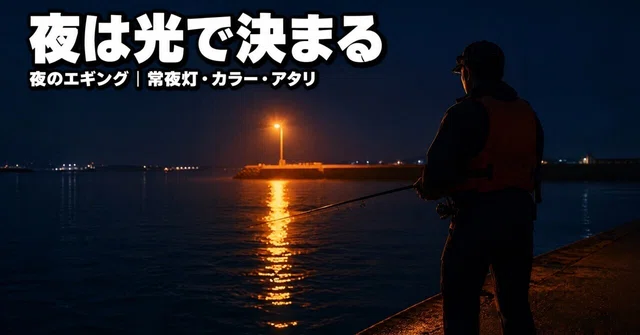 夜のエギング｜カラーは赤テープ基準、常夜灯は明暗の境目を撃て