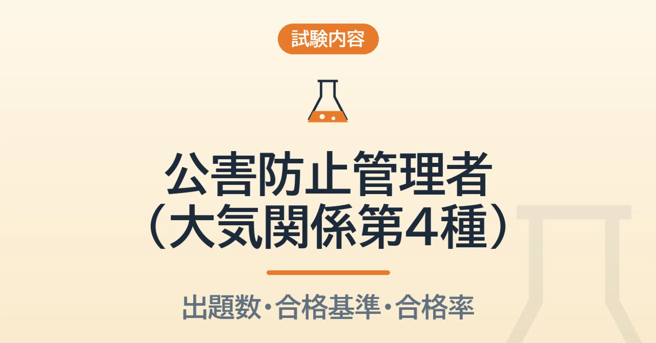 公害防止管理者（大気関係第4種）の試験内容と合格率｜22.6パーセント