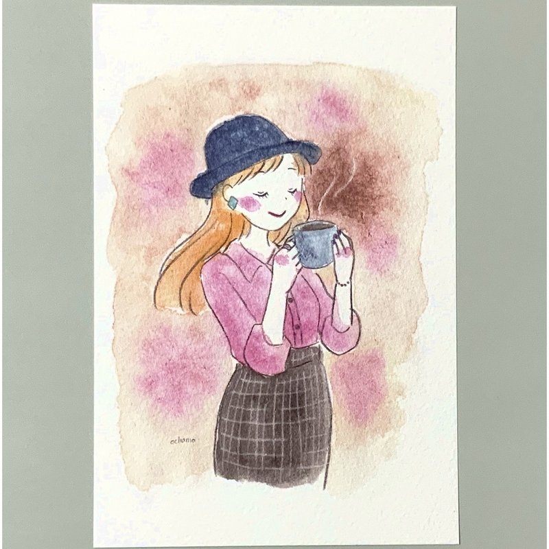 コーヒーが好き オシャレ女子の水彩画ポストカード通販開始しました おちゃも イラストレーターハンドメイド作家 Note