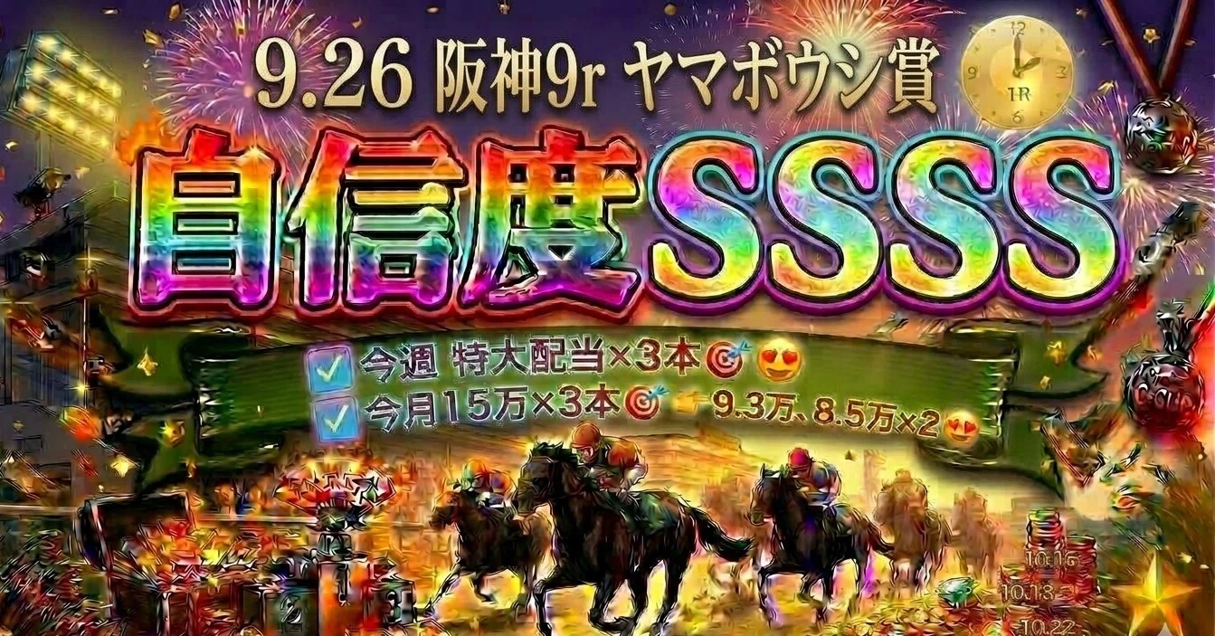 9.26 阪神9r ヤマボウシ賞【SSSS】☀️｜複勝男