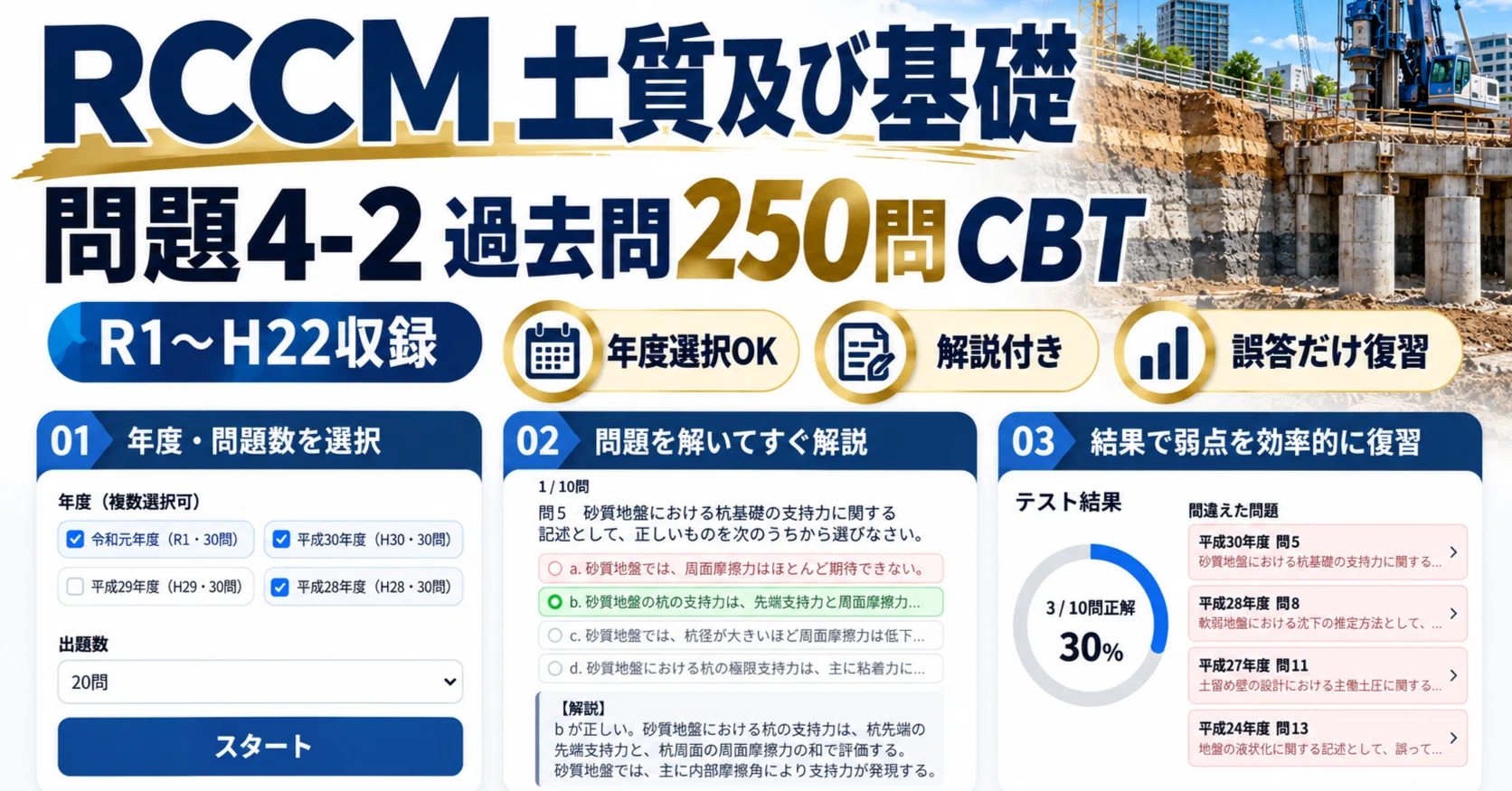 RCCM 土質及び基礎】問題4-2 過去問250問CBT｜R1〜H22・解説付き｜RCCM