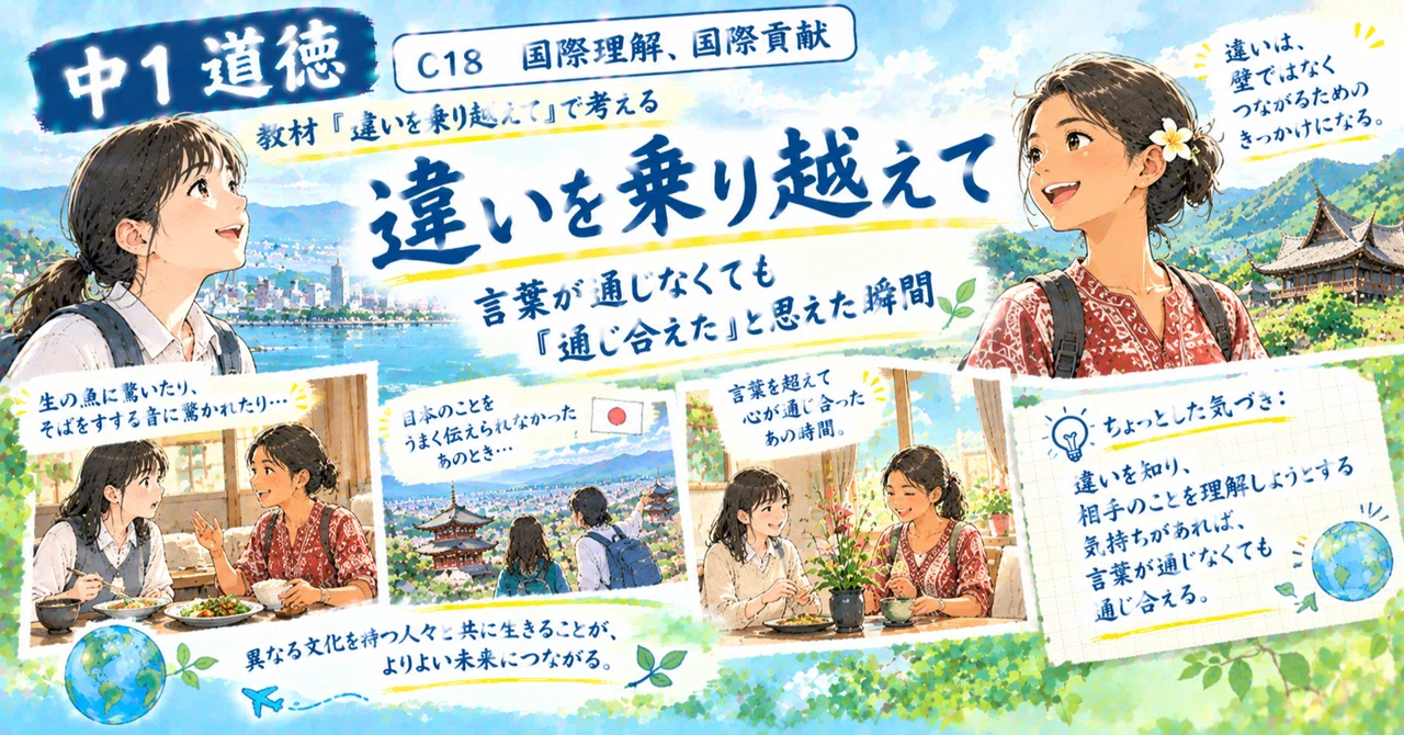 【中1道徳・C18国際理解、国際貢献】教材「違いを乗り越えて」｜tomomi_channnel
