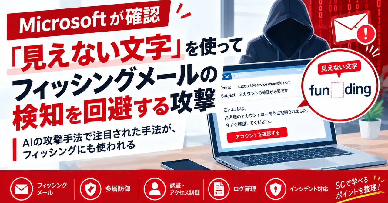 Microsoftが確認｜「見えない文字」を使ってフィッシングメールの検知