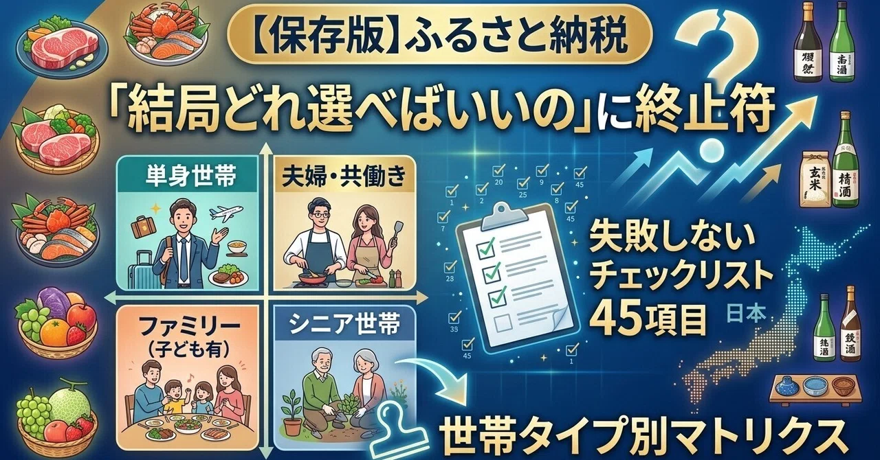 【保存版】ふるさと納税「結局どれ選べばいいの」に終止符｜世帯タイプ別マトリクス＋失敗しないチェックリスト45項目｜ソラ
