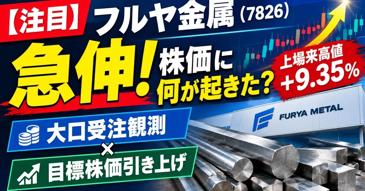 [Spotlight] Furuya Metal (7826) surges +9.35%! What happened to the stock price following 'large-scale order observations' and a target price hike?
