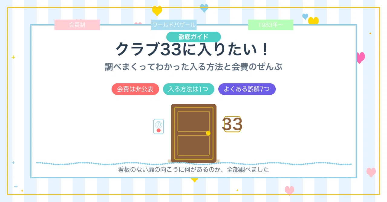 徹底解説】クラブ33に入りたい！調べまくってわかった入る方法・会費