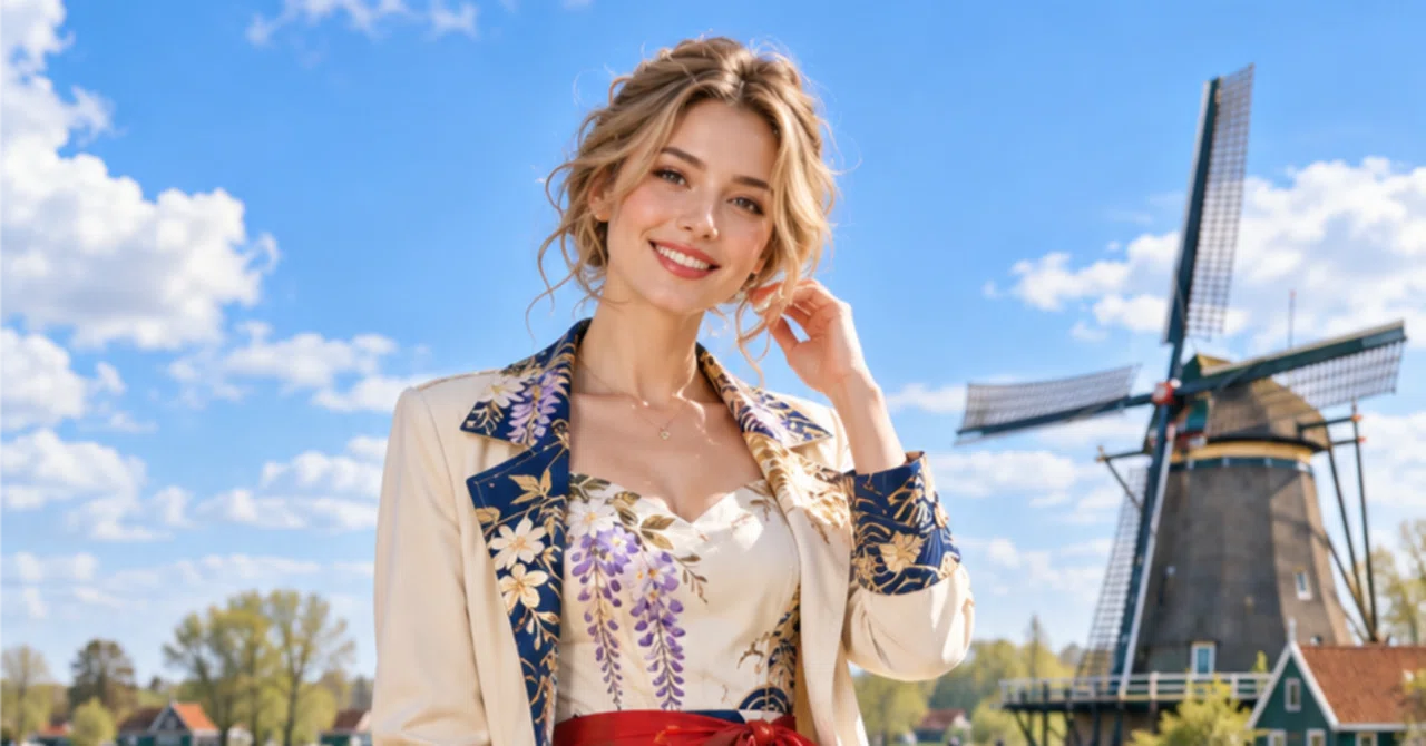 🇳🇱🌷〜A Woman Draped in Wisteria, Land of Windmills〜🇳🇱🌷｜GOLDEN-1｜世界の民族衣装× ...