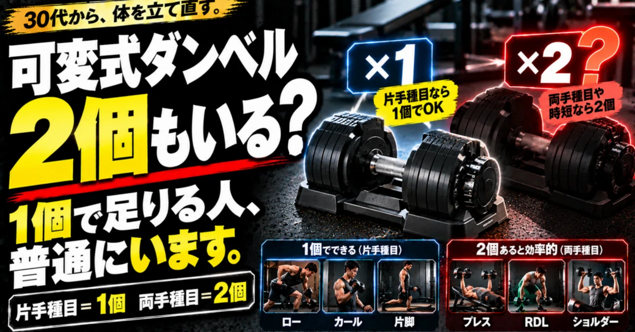 可変式ダンベルは1個で足りる？2個必要な人・片手1個で十分な人を種目