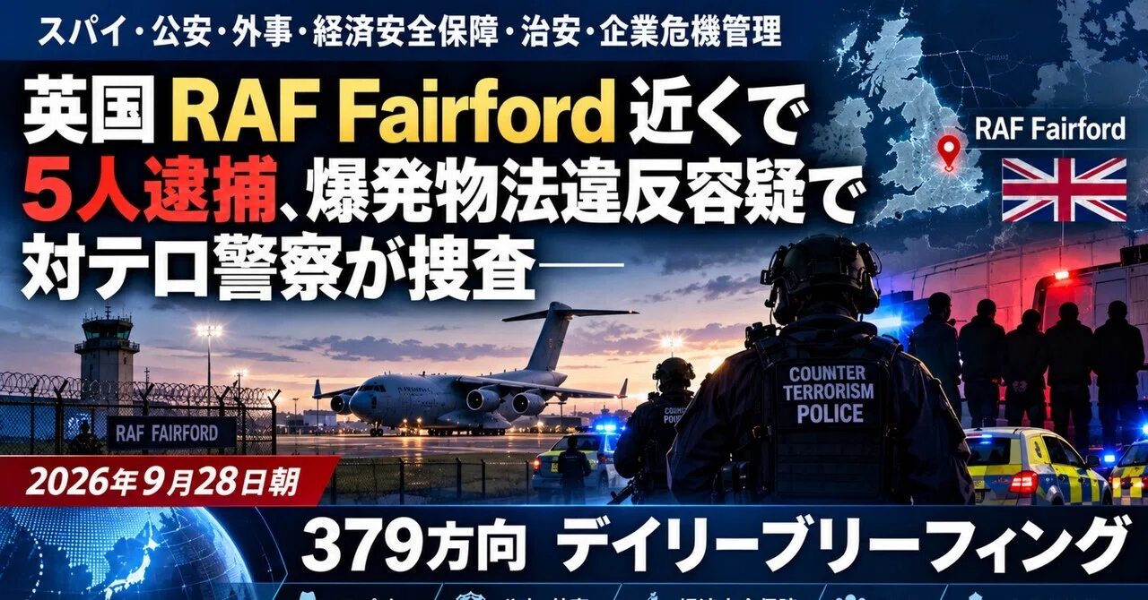 Photo: note.com UK Police Arrest Five Men Near RAF Fairford Under Explosives Act
