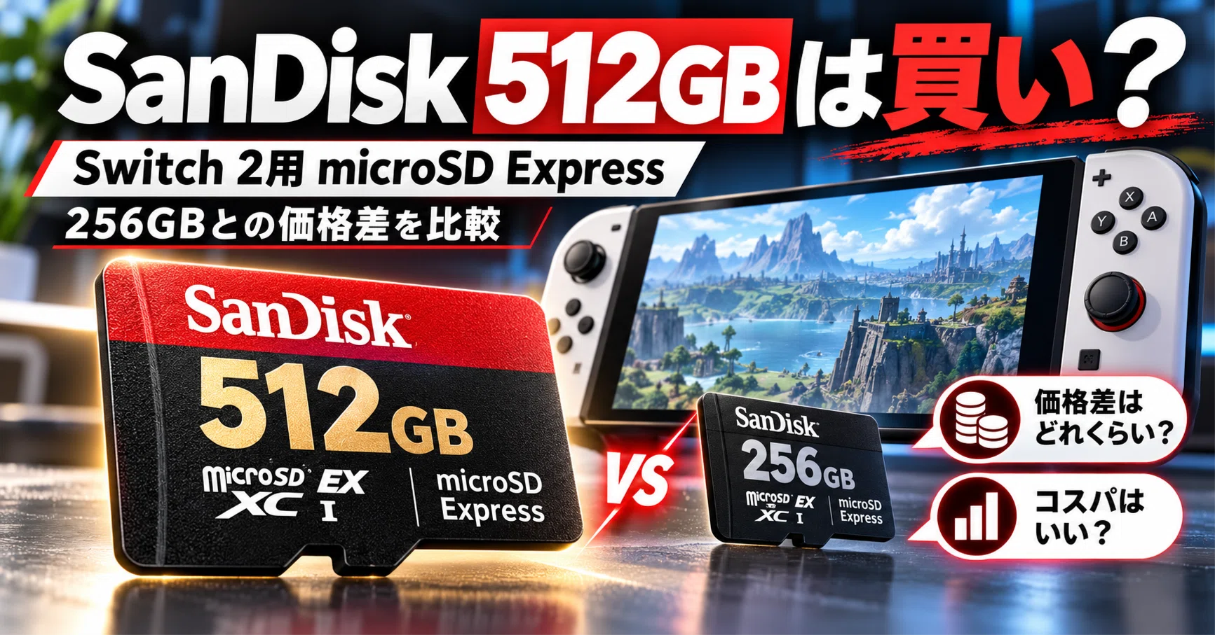 Switch 2用SanDisk 512GB microSD Expressは買い？256GBとの価格差を