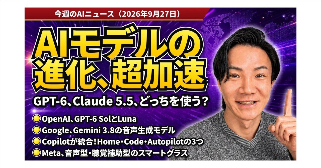 ai 様　おまとめ　todayful 9/27】注目AIニュース21選｜GPT-6・Claude 5.5、AIモデルの進化が超