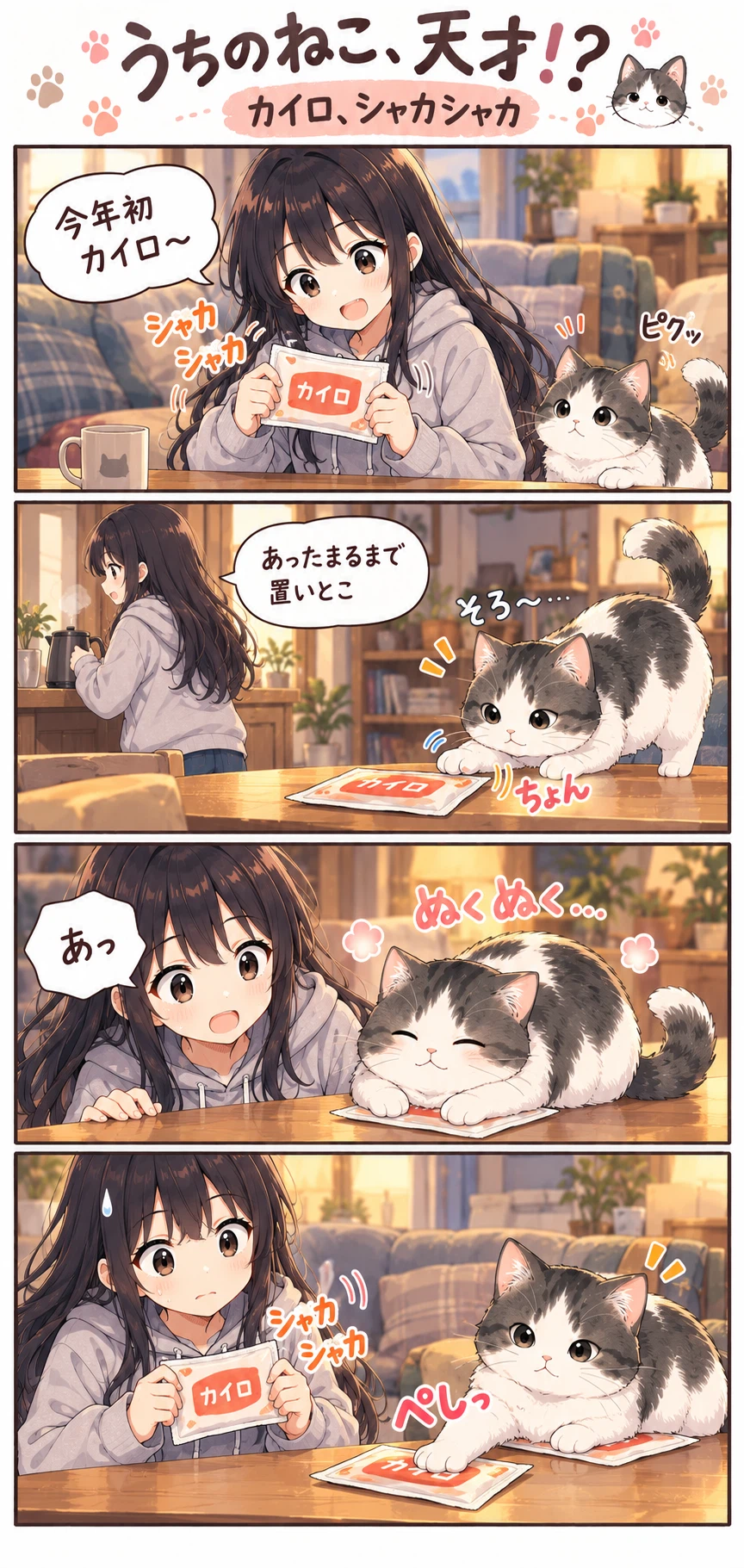 Shaking Cold Graphics 4-Panel Comic 'Is My Cat a Genius!?' Episodes 313-315: Natural Scarf ...