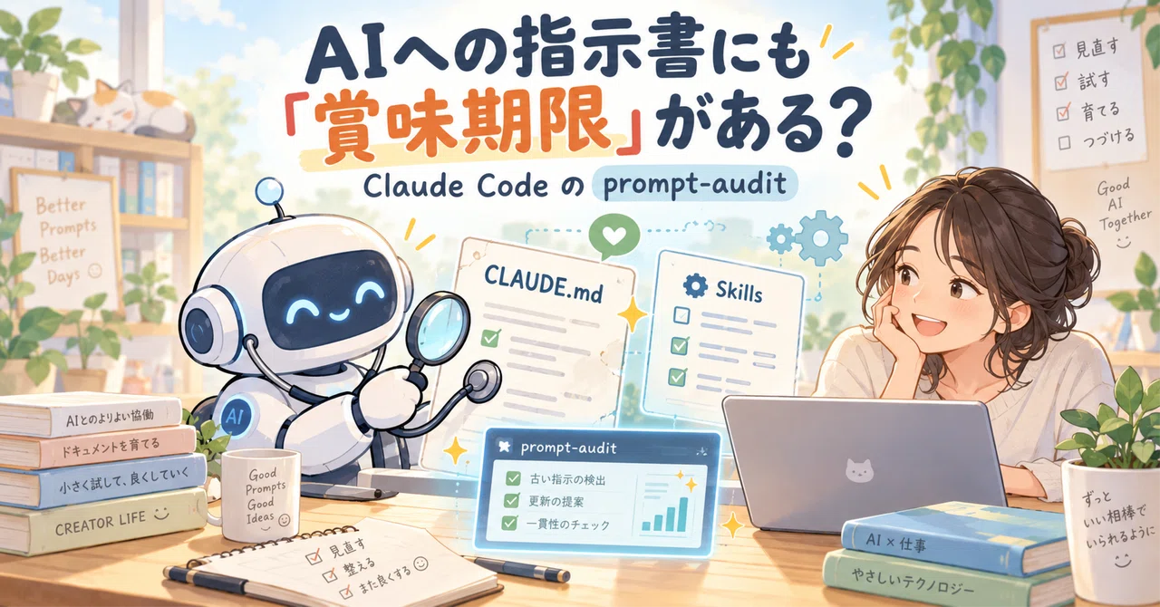 【速報】Claude Codeに「prompt-audit」登場。古いCLAUDE.mdやSkillsをAIが自動点検する時代へ｜だいあろごす。