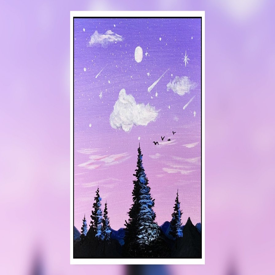 アクリル絵の具を使用した ピンク色の空 の描き方 初心者が簡単に絵を描く方法 Junya Art Note