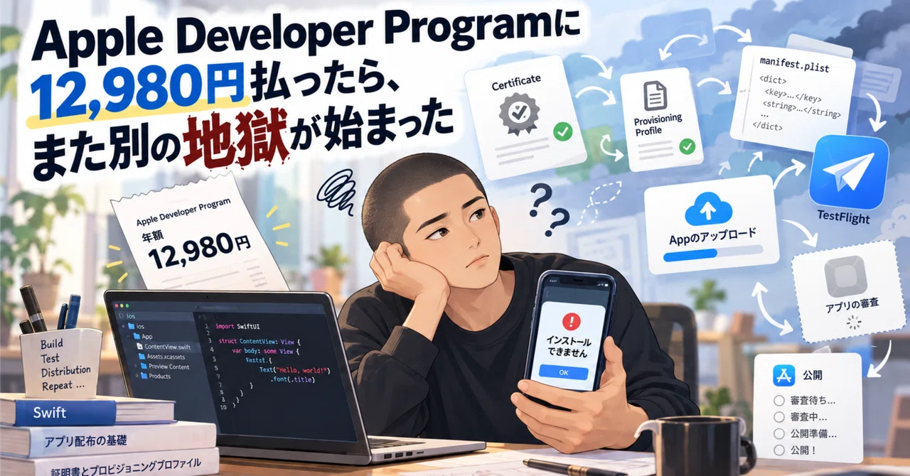 Apple Developer Programに12,980円払ったら、また別の地獄が始まった｜ウチコウ