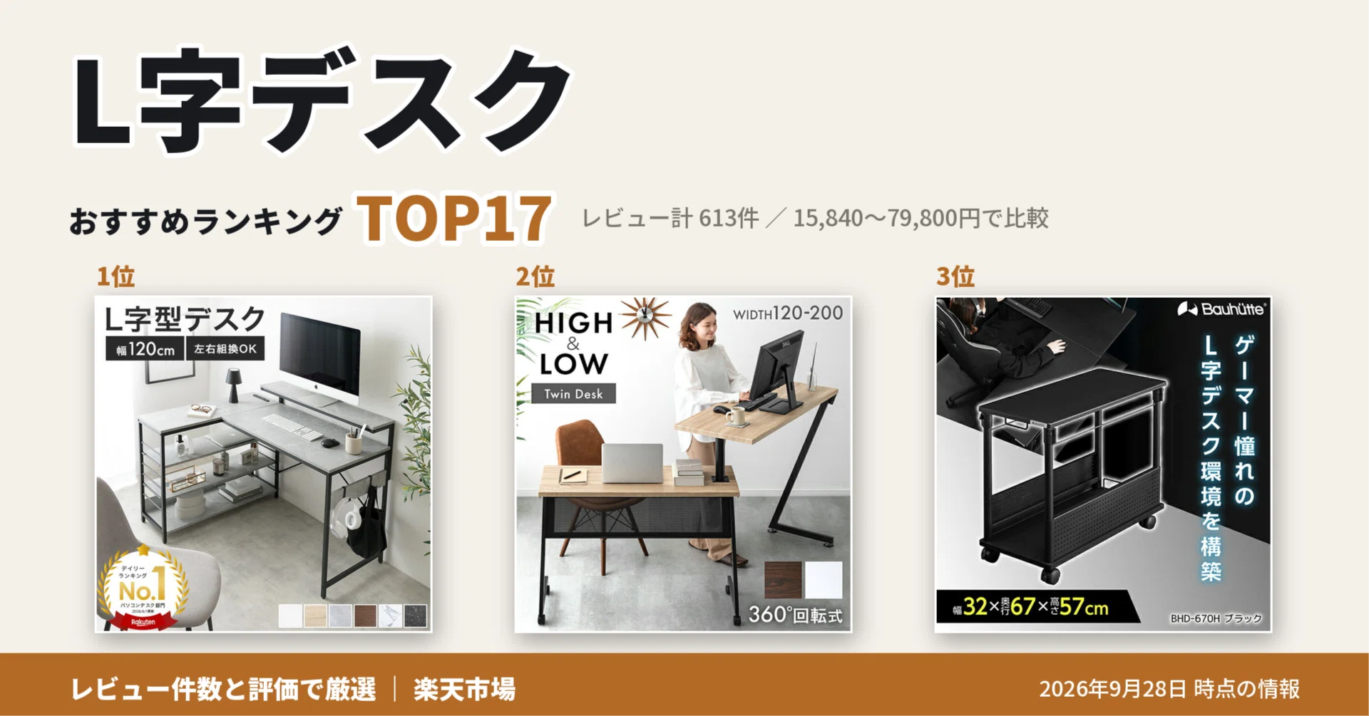 最新！L字デスクおすすめランキングTOP17（2026年9月）｜エラビト