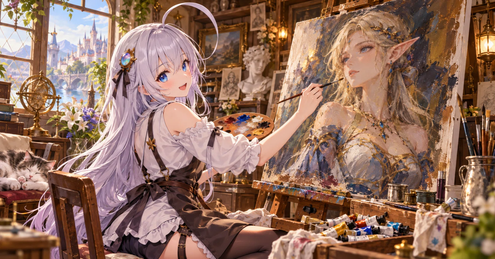 美少女イラスト㉟美少女エルフ：芸術の秋｜かんべい Mk-Ⅰ