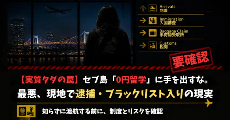 【実質タダの罠】セブ島「0円留学」に手を出すな。最悪、現地で逮捕・ブラックリスト入りの現実