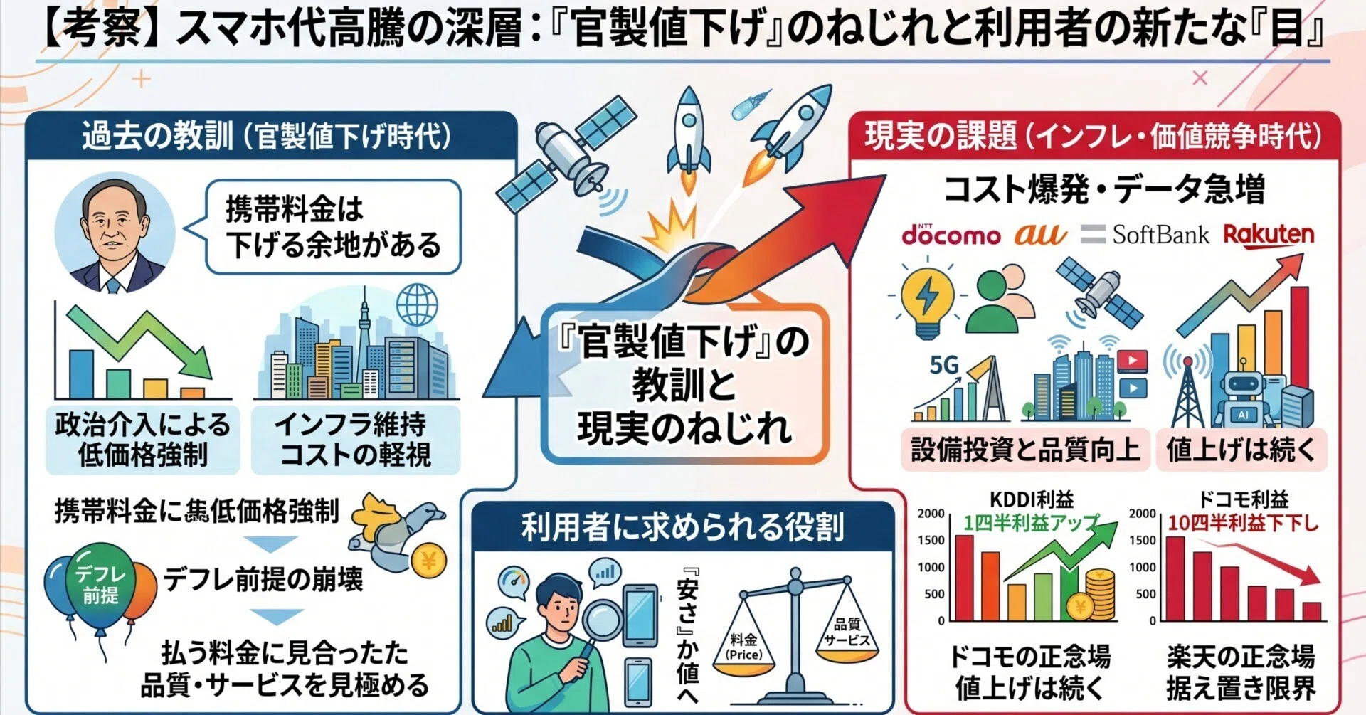 経済】スマホ代はなぜまた上がるのか。「官製値下げ」から5年、ドコモ