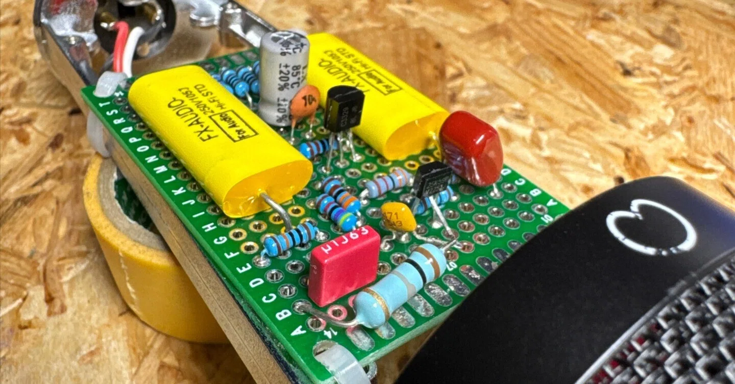 自作マイク製作① コンデンサーマイク回路をユニバーサル基板で作って