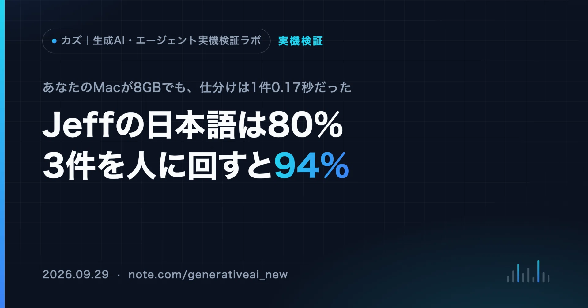 うちの8GBのMacでも動く？」──Jeffの日本語は、3件を人に回すと94