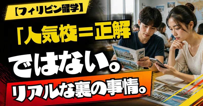 【フィリピン留学】「人気校＝正解」ではない。リアルな裏の事情。