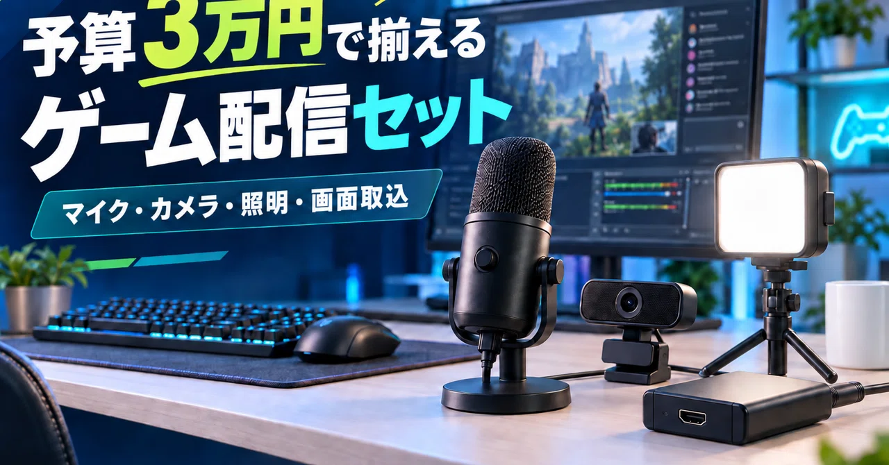 予算3万円】ゲーム配信の基本セット｜マイク・カメラ・照明