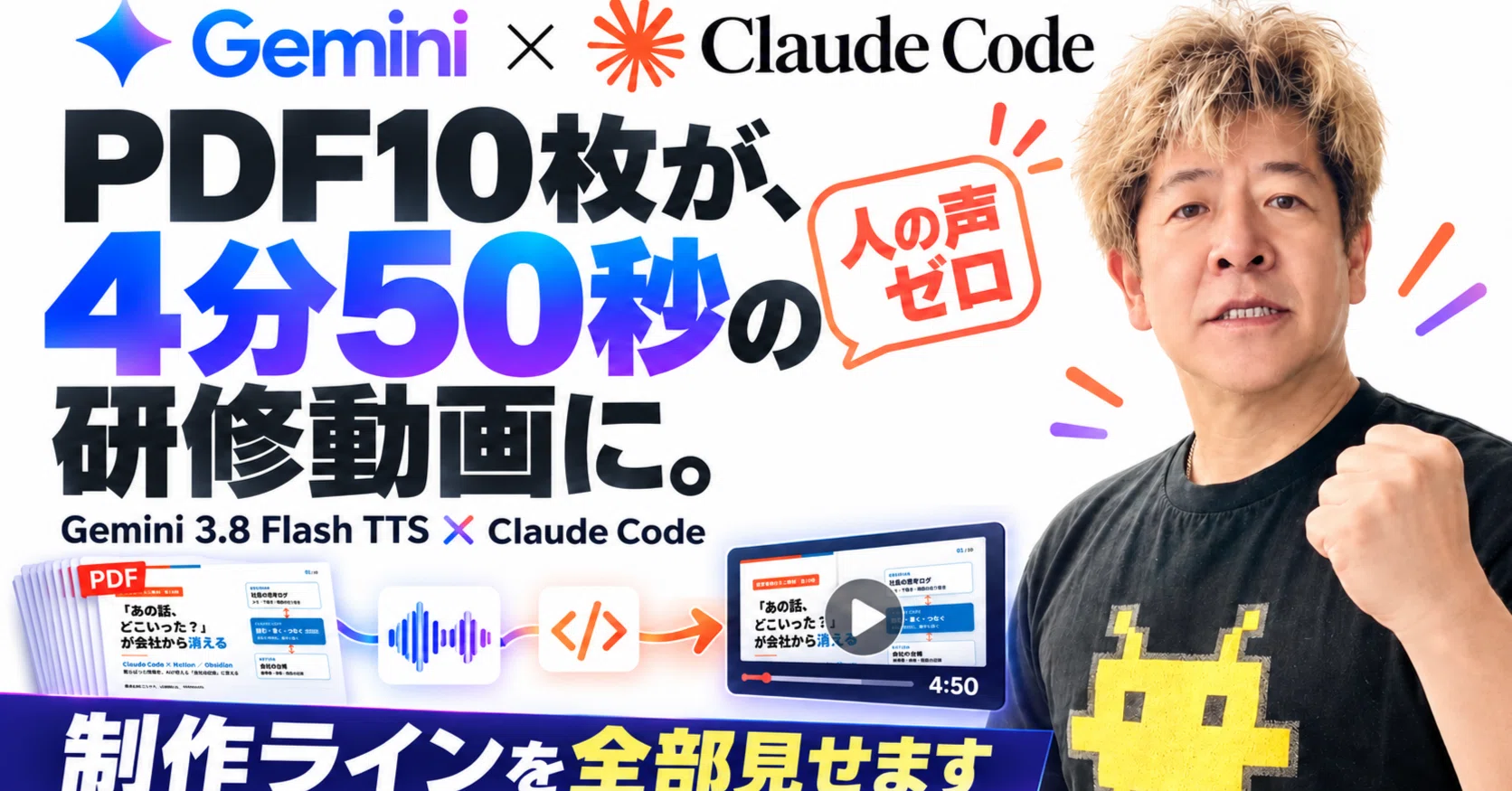 PDF10枚を渡したら、4分50秒の研修動画が返ってきた。──人の声ゼロ