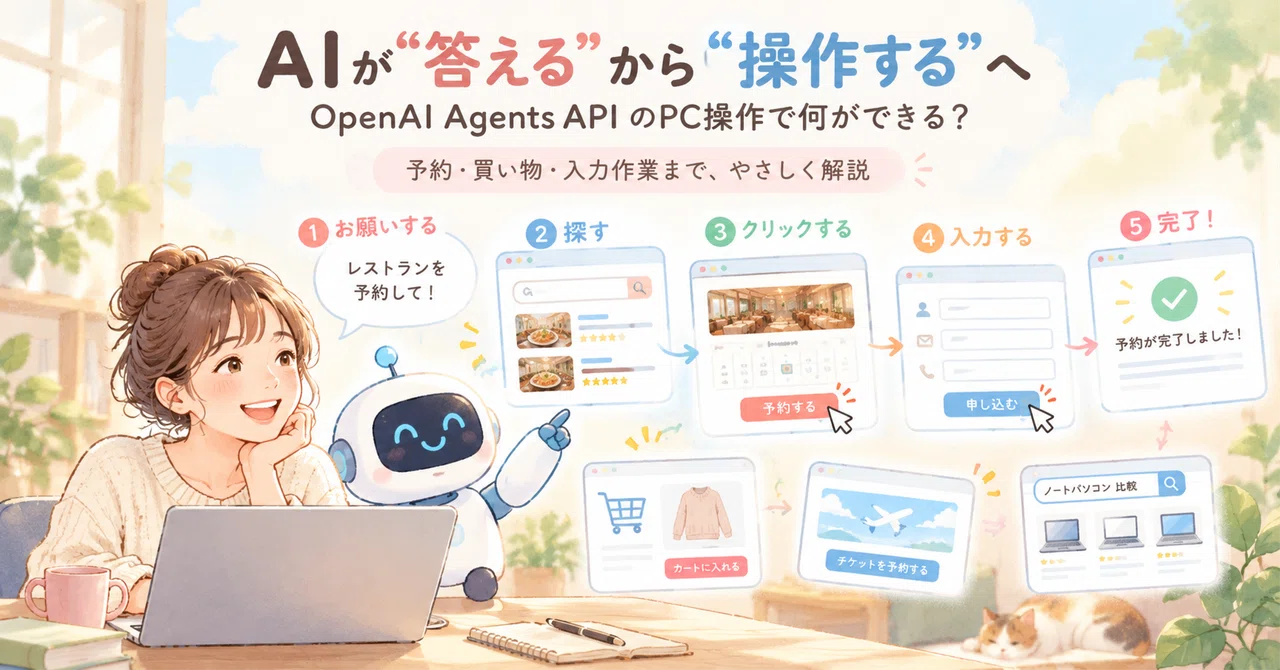 【続報】OpenAI Agents APIが「PC操作」に対応。予約・買い物・入力作業までAIがやる時代に｜だいあろごす。