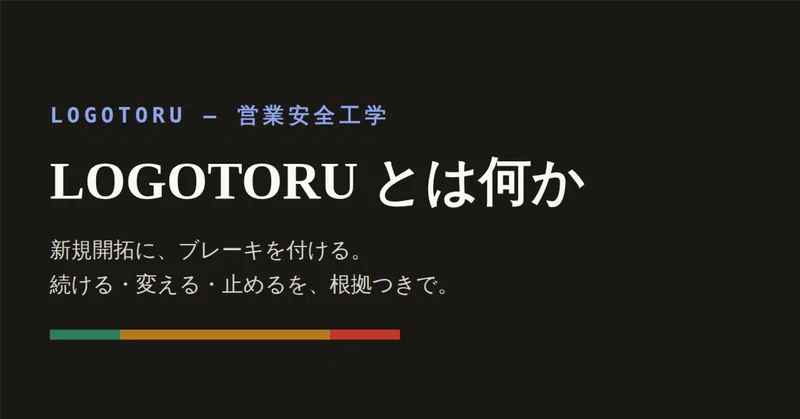 LOGOTORU とは何か——新規開拓に、ブレーキを付ける仕事