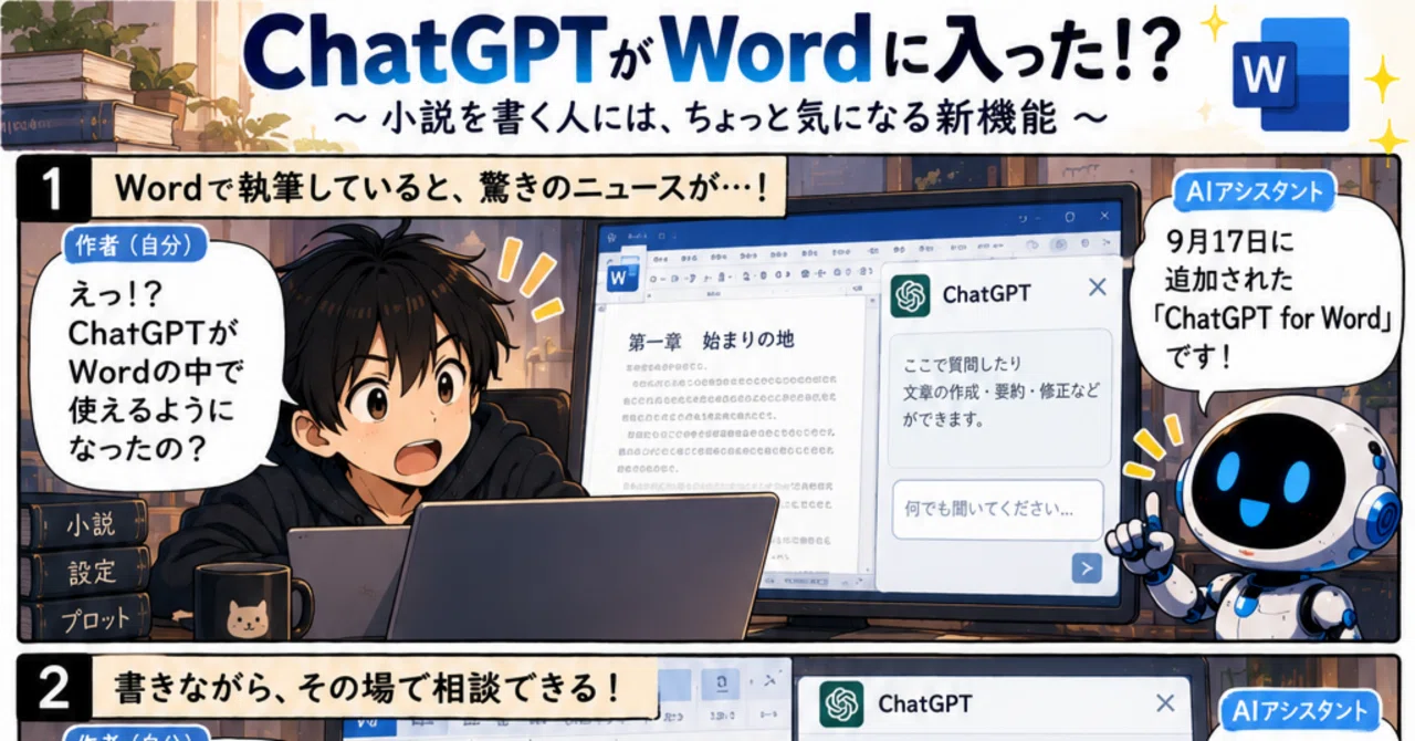 ChatGPTがWordにやってきた！小説を書く人にはかなり気になる新機能