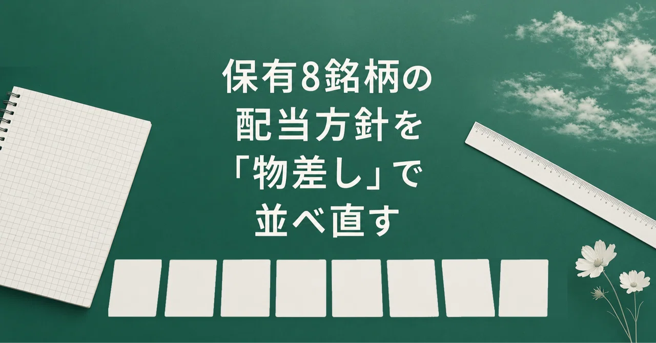 9月末の中間配当の権利落ちを終えて——保有8銘柄の配当方針を「物差し」で並べ直すと4タイプに分かれた